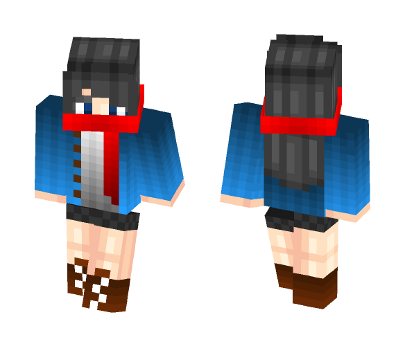 Girl with red scarf - Female Minecraft Skins - image 1