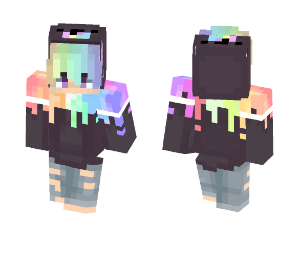 "Rainbow Eboy" Greatly Fixed! - Male Minecraft Skins - image 1