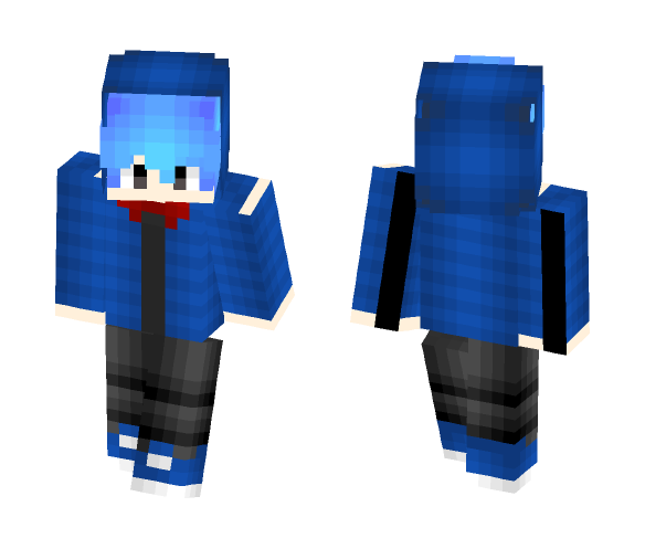 Blue Hair Boy W/Blue Hoodie - Male Minecraft Skins - image 1