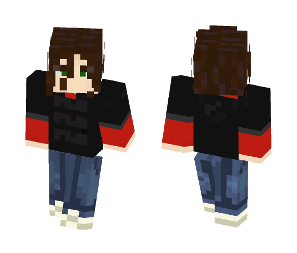 Kevin Shields from My Bloody Valentine (Red sweater + black t-shirt) - Male Minecraft Skins - image 1