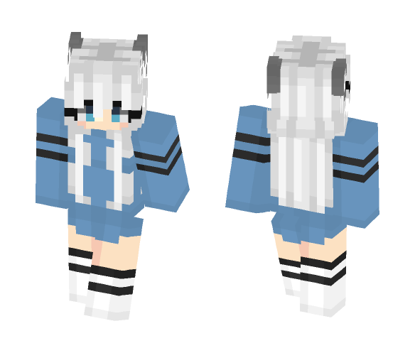 Wolf Girl With White Hair - Color Haired Girls Minecraft Skins - image 1